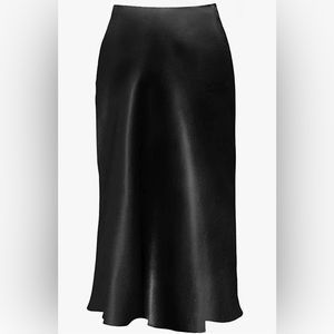3/$10 Black Satin Midi Skirt- high waisted